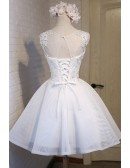 Gorgeous Ball-gown Scoop Neck Short Tulle Homecoming Dress With Appliques Lace