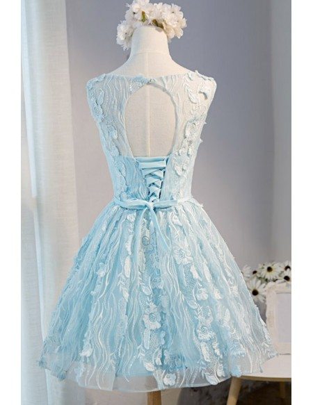 Special Ball-gown Scoop Neck Short Tulle Homecoming Dress With Flowers
