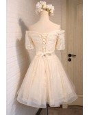 Simple A-line Off-the-shoulder Short Tulle Homecoming Dress With Lace