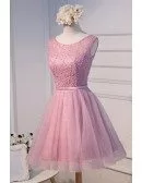 Sparkle A-line Scoop Neck Short Tulle Homecoming Dress With Beading