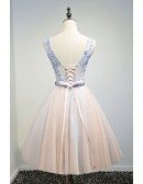 Special Ball-gown V-neck Short Tulle Homecoming Dress With Appliques Lace