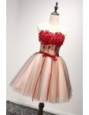 Lovely Ball-gown Strapless Short Tulle Homecoming Dress With Appliques Lace