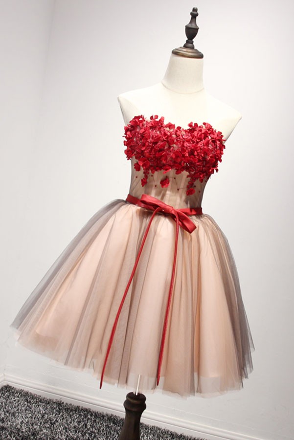 Ball Gown Strapless Short Tulle Homecoming Gown Hoco Dress main image 0