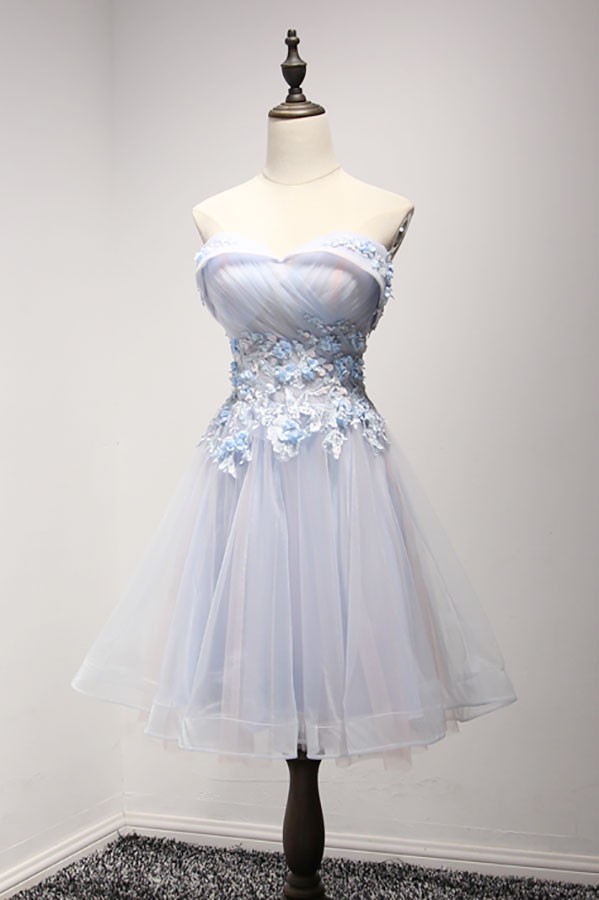 Beautiful A-line Sweetheart Short Tulle Homecoming Dress With Appliques ...