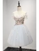 Sweet Ball-gown Off-the-shoulder Short Tulle Homecoming Dress With Appliques Lace