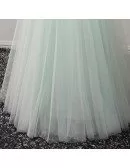 Mint Green A-line Sweetheart Floor-length Tulle Prom Dress With Flowers