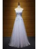 Dreamy A-line Sweetheart Floor-length Tulle Prom Dress With Appliques Lace
