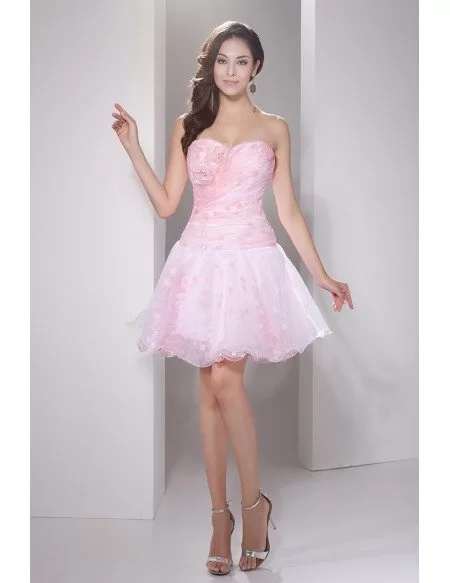 Printed A-line Sweetheart Short Tulle Prom Dress