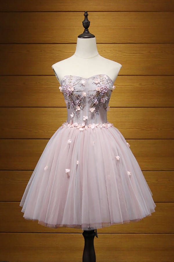 Ball Gown Sweetheart Short Tulle Lilac Homecoming Gown Hoco Dress C1050 main image 1