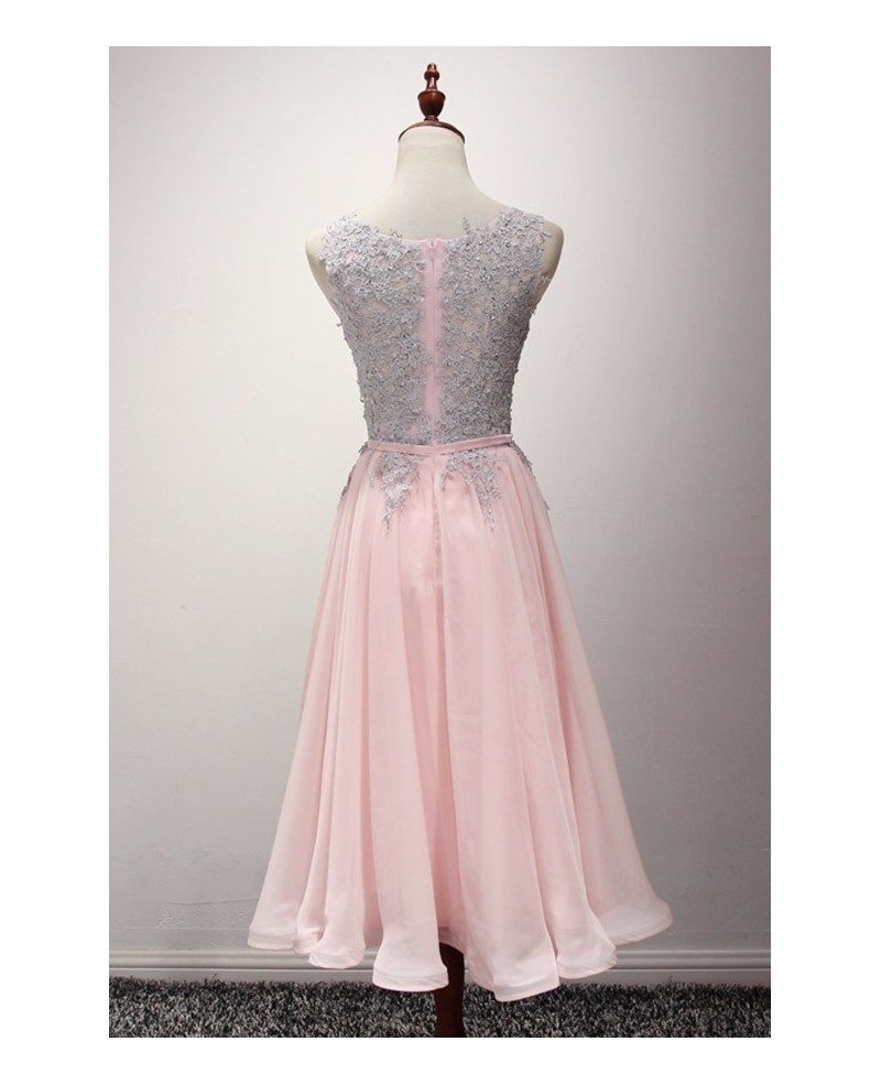 Blush A-line Scoop Neck Knee-length Chiffon Homecoming Dress With ...