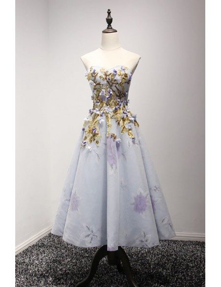 Vintage A-line Sweetheart Tea-length Tulle Homecoming Dress With Beading