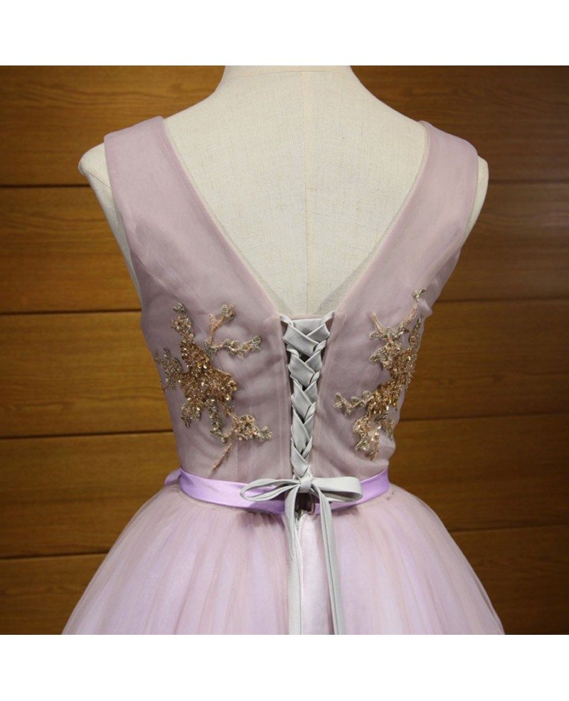 Ball-Gown/Princess V-Neck Short Tulle Homecoming Dress With Sequins main image 1