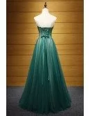 Elegant A-line Sweetheart Floor-length Tulle Prom Dress With Beading