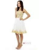 White A-line Sweetheart Knee-length Prom Dress