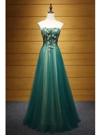 Elegant A-line Sweetheart Floor-length Tulle Prom Dress With Beading