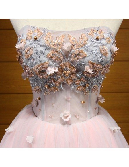 Ball Gown Strapless Short Tulle Homecoming Dress With Beading  PG139