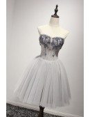 Dusty Ball-gown Sweetheart Short Tulle Homecoming Dress With Beading