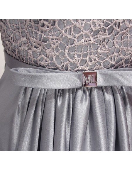 Off The Shoulder Floor-length Satin Lace Zipper Prom Dresses main image 0