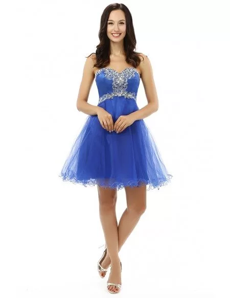 Royal-blue A-line Sweetheart Knee-length Prom Dress #SH0096 $135 ...
