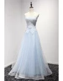 Romantic A-line Sweetheart Floor-length Tulle Prom Dress With Lace