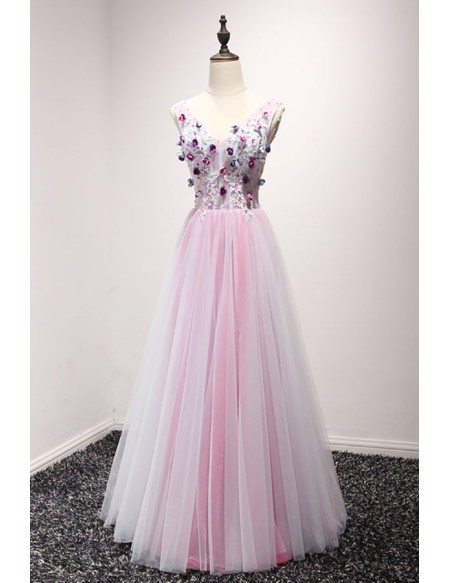v neck princess prom dress