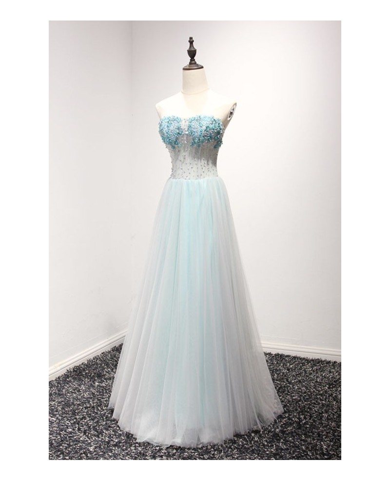 Princess A Line Sweetheart Floor Length Tulle Prom Dress With Beading Ay127 17899 9182