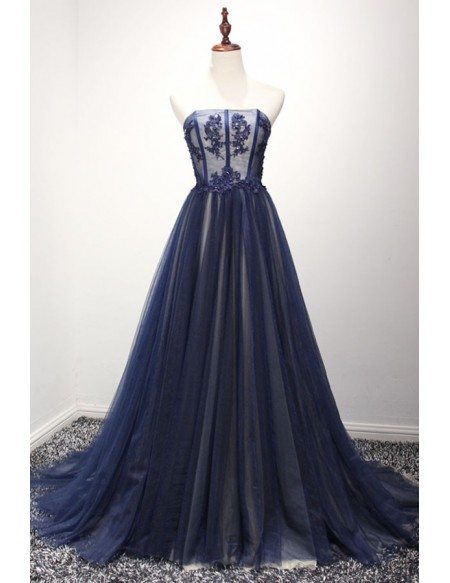 navy ball gown