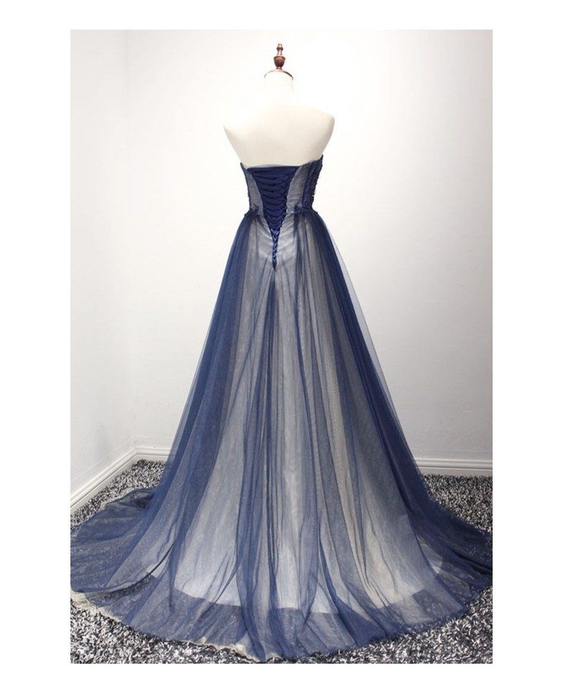 navy ball gown