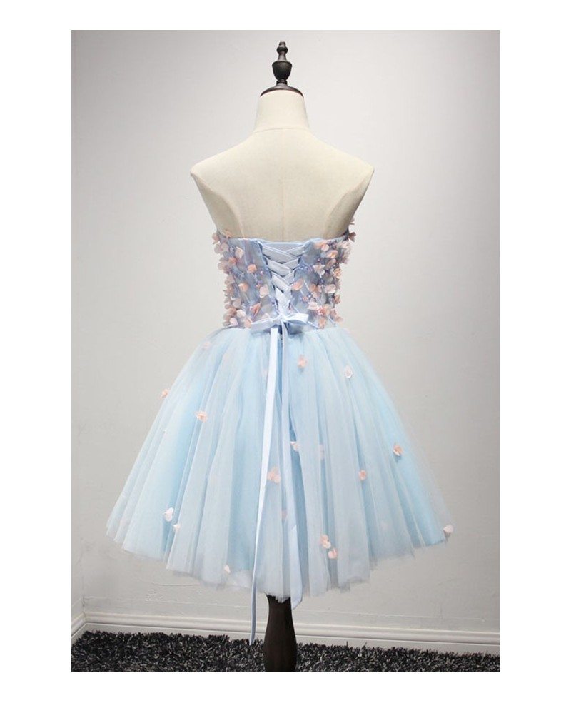 Summer Ball-gown Sweetheart Short Tulle Homecoming Dress With Flowers #