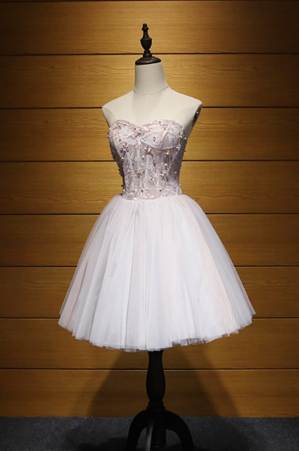 Princess Ball-gown Sweetheart Short Tulle Homecoming Dress With Beading ...