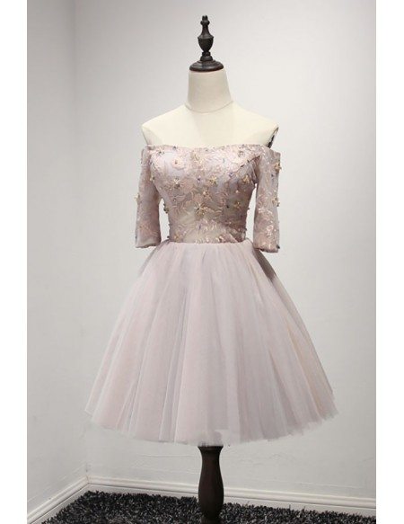 Cute Ball-gown Off-the-shoulder Short Tulle Homecoming Dress With ...