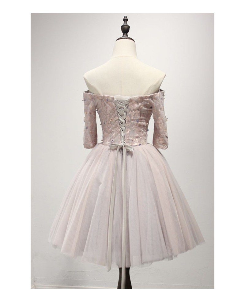 Cute Ball Gown Square Neckline Short Sleeves Short Homecoming Dress main image 0