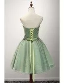 Green Ball-gown Sweetheart Short Tulle Homecoming Dress With Beading