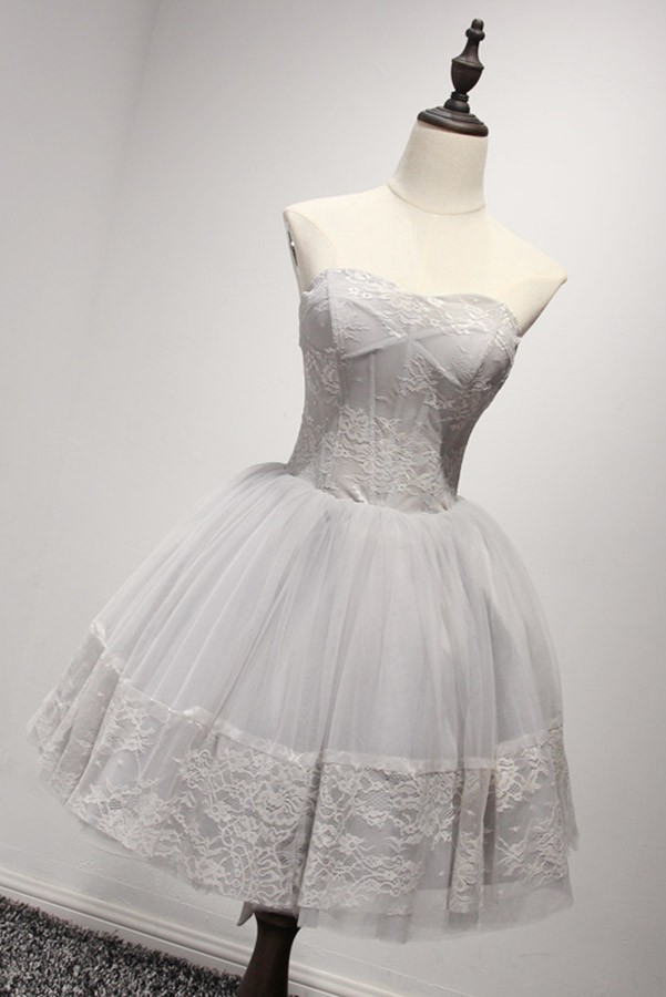 Vintage Ball-gown Sweetheart Short Tulle Homecoming Dress With Lace # ...