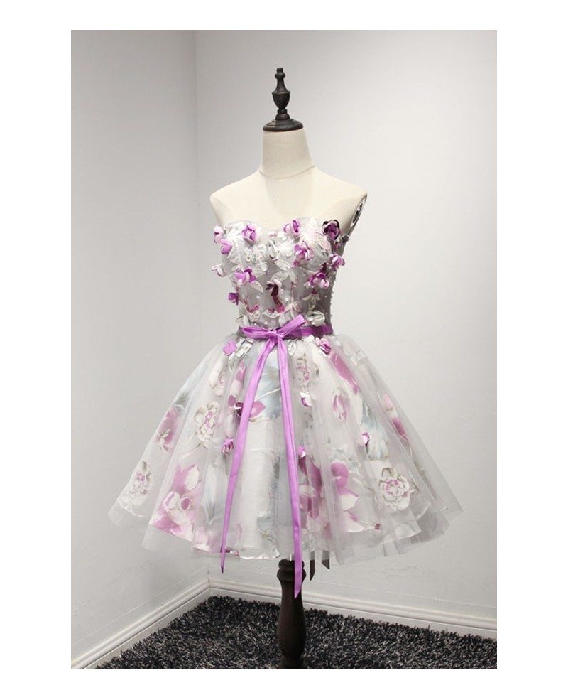 Floral Ball-gown Sweetheart Short Tulle ...