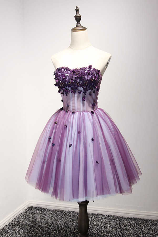 Lovely Ball Gown Sweetheart Short Tulle Homecoming Dress With Beading Ay175 11899 9503