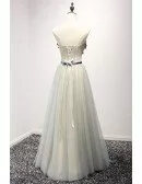 Gorgeous A-line Sweetheart Floor-length Tulle Prom Dress With Appliques Lace
