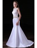 Mermaid Two Pieces Floor-length Chiffon Prom Dress With Lace