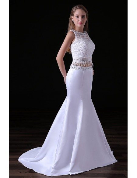 Mermaid Two Pieces Floor-length Chiffon Prom Dress With Lace #A007 $108
