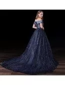 Ball-gown Off-the-shoulder Court Train Tulle Prom Dress