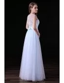 A-line Scoop Neck Floor-length Tulle Prom Dress With Lace