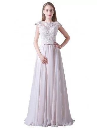 A-line High Neck Floor-length Tulle Prom Dress With Lace