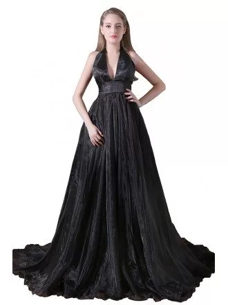 Ball-gown Halter Sweep Train Tulle Prom Dress With Split
