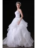 Ball-gown Sweetheart Floor-length Tulle Wedding Dress With Beading