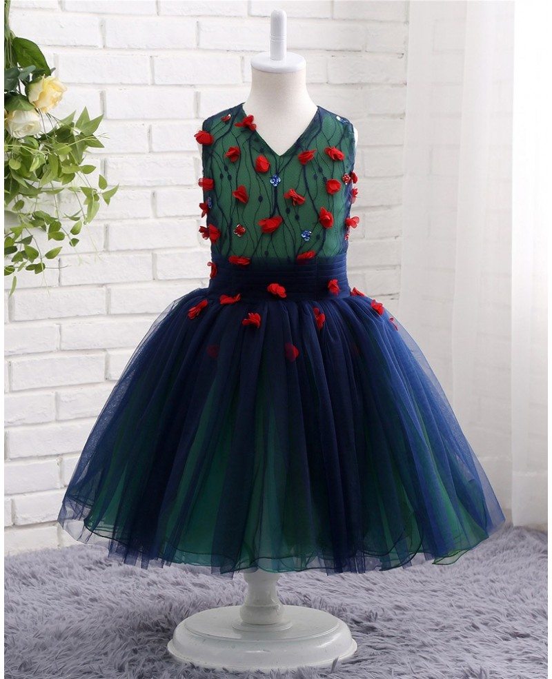 Cute Blue Tulle Girls Party Dress For Wedding Flower Girls #CTZ006 $79. ...