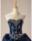Royal Blue Ballgown Embroidered Formal Dress with Train