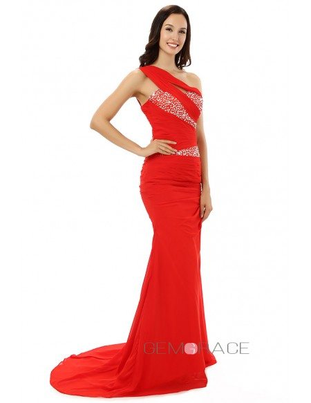 A-line One-shoulder Sweep-length Prom Dress #CY0217 $164 - GemGrace.com