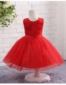 Red Sparkle Tulle Toddler Girls Formal Flower Girl Dress With Big Bow