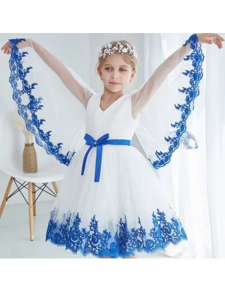 Sweetheart White with Blue Lace Short Pageant Dress