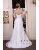 Mermaid Strapless Court Train Lace Wedding Dress With Beading